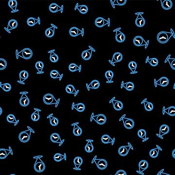 Line Location with clock icon isolated seamless pattern on black background.  Illustrazione stock