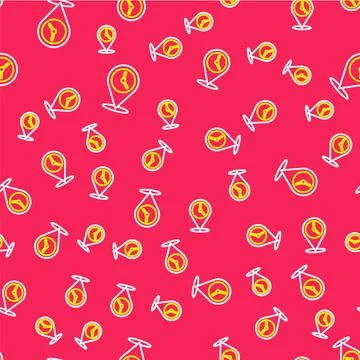 Line Location with clock icon isolated seamless pattern on red background Illustrazione stock