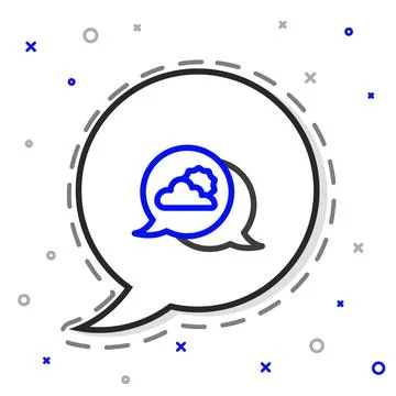 Line Location cloud icon isolated on white background. Colorful outline concept Illustrazione stock