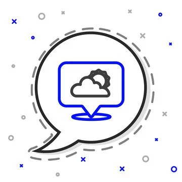 Line Location cloud icon isolated on white background. Colorful outline concept Stockillustratie