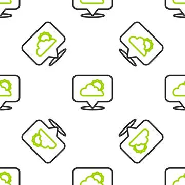 Line Location cloud icon isolated seamless pattern on white background. Vector イラスト素材