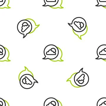 Line Location cloud icon isolated seamless pattern on white background. Vector Stock Illustration