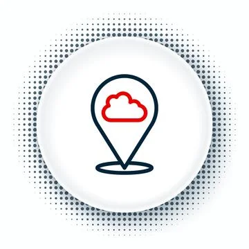 Line Location cloud icon isolated on white background. Colorful outline concept Illustrazione stock