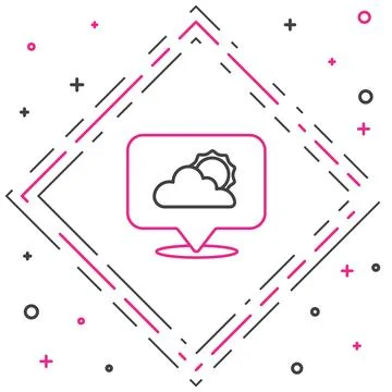 Line Location cloud icon isolated on white background. Colorful outline concept 스톡 일러스트