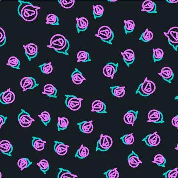 Line Location cloud icon isolated seamless pattern on black background. Vector 스톡 일러스트