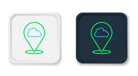Line Location cloud icon isolated on white background. Colorful outline con.. 스톡 일러스트