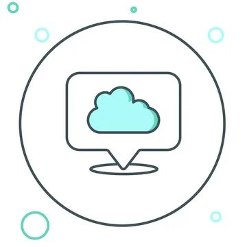 Line Location cloud icon isolated on white background. Colorful outline con.. Stock Illustration