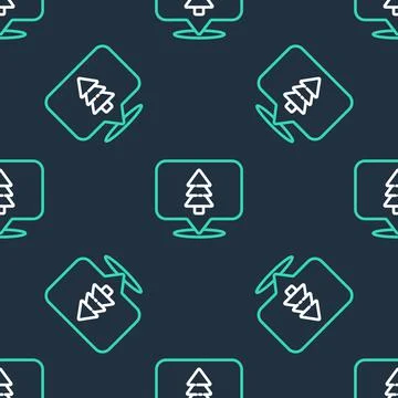 Line Location of the forest on a map icon isolated seamless pattern on black Stock Illustration