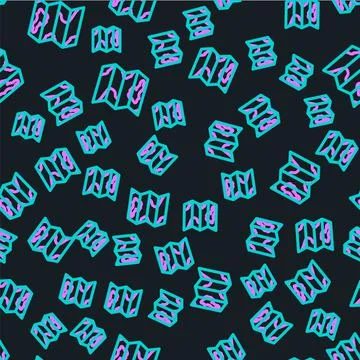Line Location of the forest on a map icon isolated seamless pattern on black イラスト素材