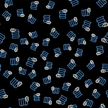 Line Location of the forest on a map icon isolated seamless pattern on black  Illustrazione stock