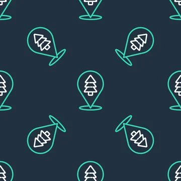 Line Location of the forest on a map icon isolated seamless pattern on black  イラスト素材