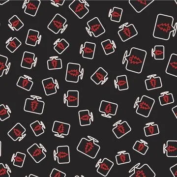 Line Location of the forest on a map icon isolated seamless pattern on black  Stock Illustration