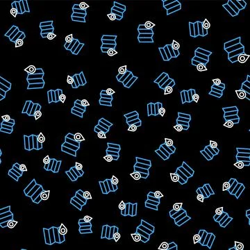 Line Location of the forest on a map icon isolated seamless pattern on black Stock Illustration