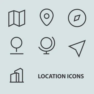 Line Location Icons Illustrazione stock