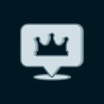 Line Location king crown icon isolated on black background. Flat filled out.. 스톡 일러스트