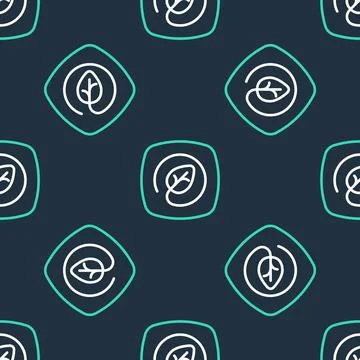 Line Location with leaf icon isolated seamless pattern on black background. Eco Stock Illustration