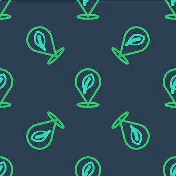Line Location with leaf icon isolated seamless pattern on blue background. Eco イラスト素材