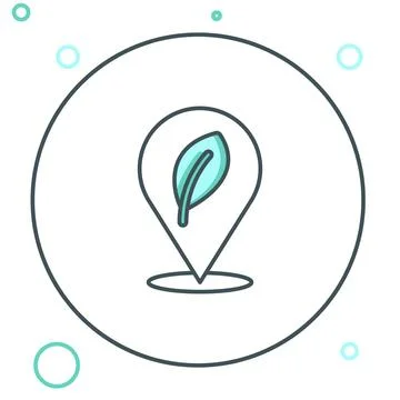 Line Location with leaf icon isolated on white background. Eco energy conce.. Stock Illustration