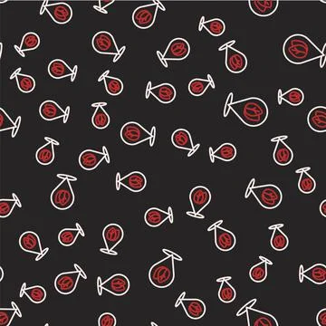 Line Location pin with leaf inside icon isolated seamless pattern on black ba 库存插图
