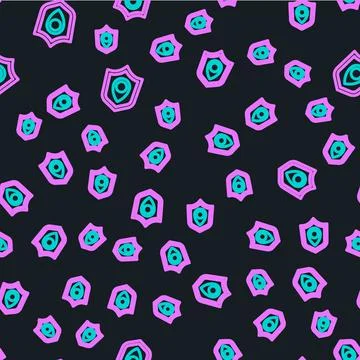 Line Location shield icon isolated seamless pattern on black background. Insu Illustrazione stock