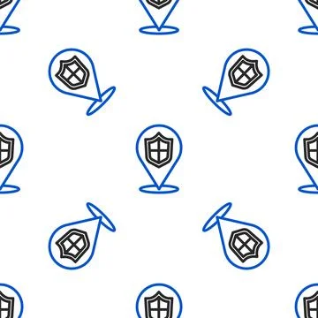 Line Location shield icon isolated seamless pattern on white background Stock Illustration
