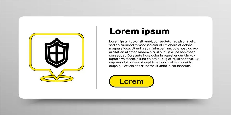 Line Location shield icon isolated on white background. Insurance concept. .. Stock Illustration
