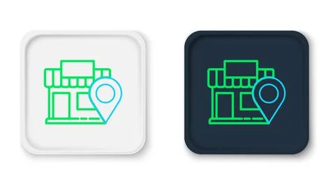 Line Location with store icon isolated on white background. Colorful outline Stock Illustration