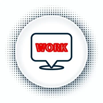 Line Location with text work icon isolated on white background. Colorful outline 스톡 일러스트