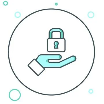 Line Lock in hand icon isolated on white background. Padlock sign. Security.. Stock Illustration