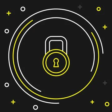 Line Lock icon isolated on black background. Padlock sign. Security, safety Stock Illustration