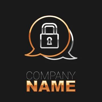 Line Lock icon isolated on black background. Padlock sign. Security, safety,  Stock Illustration