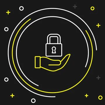 Line Lock icon isolated on black background. Padlock sign. Security, safety,  Stockillustratie