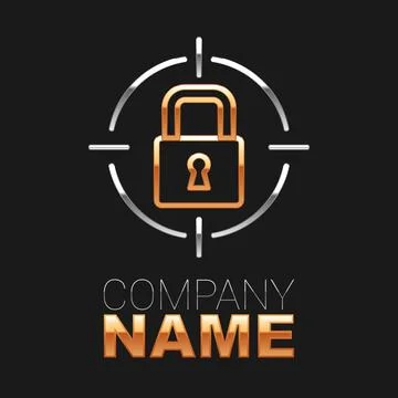Line Lock icon isolated on black background. Padlock sign. Security, safety,  Stock Illustration