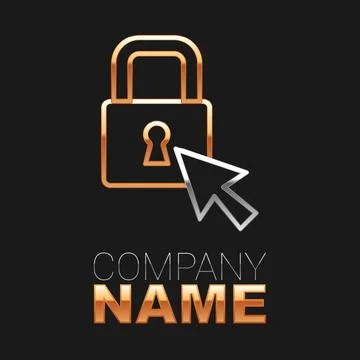 Line Lock icon isolated on black background. Padlock sign. Security, safety Stock Illustration