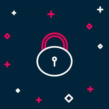 Line Lock icon isolated on blue background. Padlock sign. Security, safety Illustrazione stock
