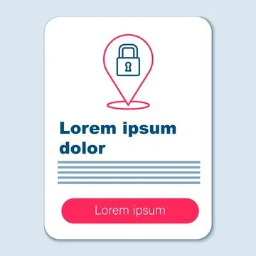 Line Lock icon isolated on grey background. Padlock sign. Security, safety Stock Illustration