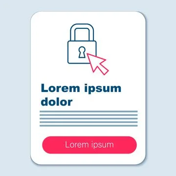 Line Lock icon isolated on grey background. Padlock sign. Security, safety, p Stock Illustration