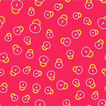 Line Lock icon isolated seamless pattern on red background. Padlock sign Illustrazione stock