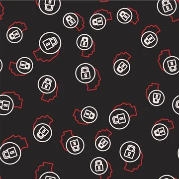 Line Lock icon isolated seamless pattern on black background. Padlock sign. S Stock Illustration