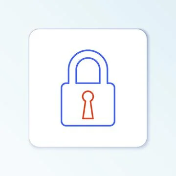 Line Lock icon isolated on white background. Closed padlock sign. Cyber security Stock Illustration