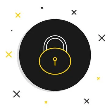Line Lock icon isolated on white background. Padlock sign. Security, safety Stock Illustration