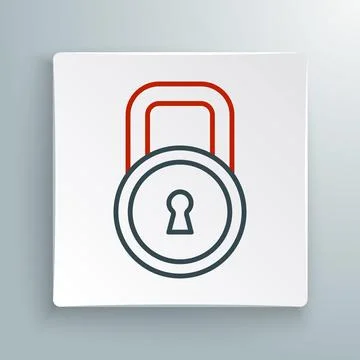 Line Lock icon isolated on white background. Padlock sign. Security, safety Illustrazione stock