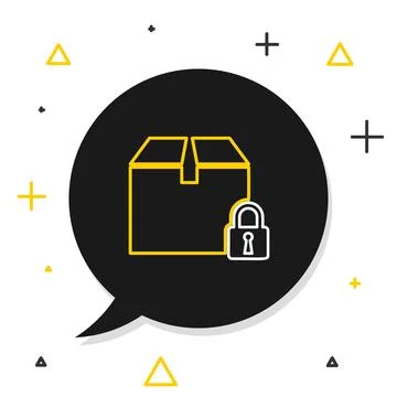 Line Locked package icon isolated on white background. Lock and cardboard box 스톡 일러스트
