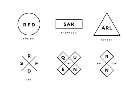 Line logo set. Set of simle line logo in modern minimal style Stock Illustration