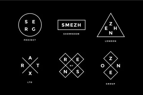 Line logo set. Set of simle line logo in modern minimal style Stock Illustration