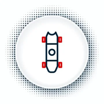 Line Longboard or skateboard cruiser icon isolated on white background. Extreme Stock Illustration