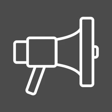 Line loudspeaker Icon, line vector sign, white icone on gray background, pixel Stock Illustration