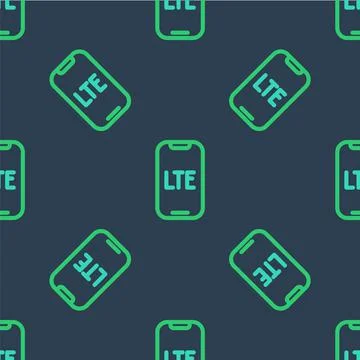 Line LTE network icon isolated seamless pattern on blue background. Vector Stock Illustration