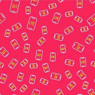Line LTE network icon isolated seamless pattern on red background. Vector Stock Illustration