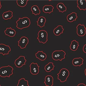 Line Lucky player icon isolated seamless pattern on black background.  Vector Illustrazione stock